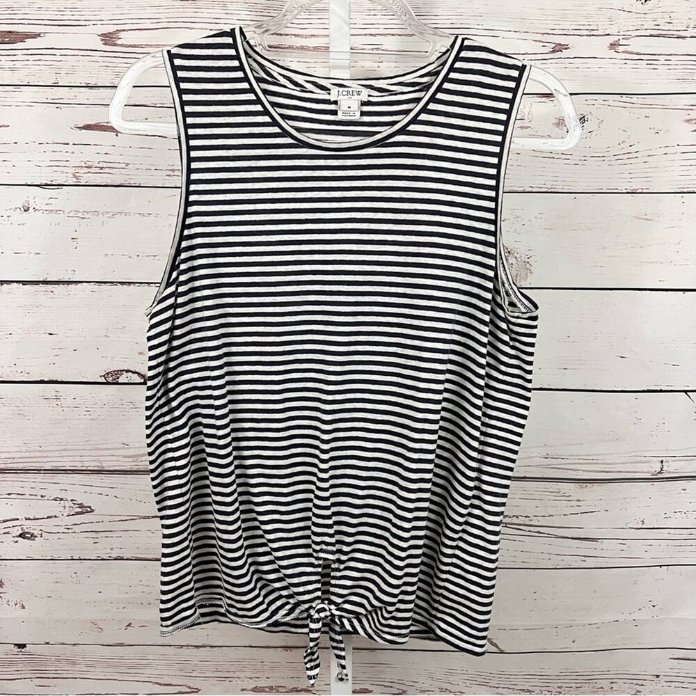 J. Crew Navy Blue and White Striped Tank Top Size Medium
